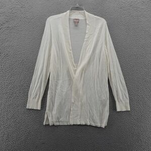Chicos Open Front Cardigan Sweater Size 2 US Large‎ Ivory Womens Lightweight